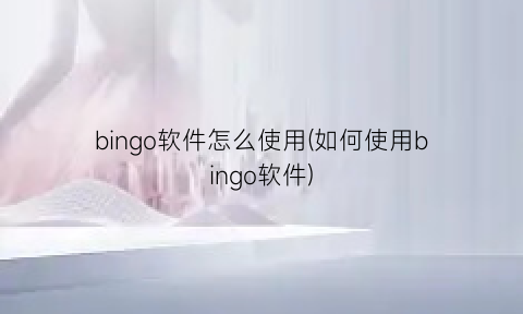 bingo软件怎么使用(如何使用bingo软件)