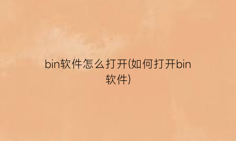 bin软件怎么打开(如何打开bin软件)