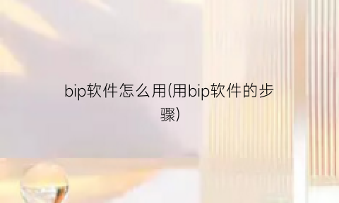 bip软件怎么用(用bip软件的步骤)