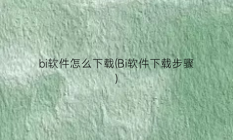 “bi软件怎么下载(Bi软件下载步骤)