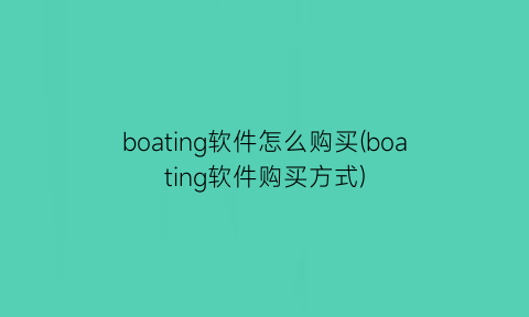 boating软件怎么购买(boating软件购买方式)