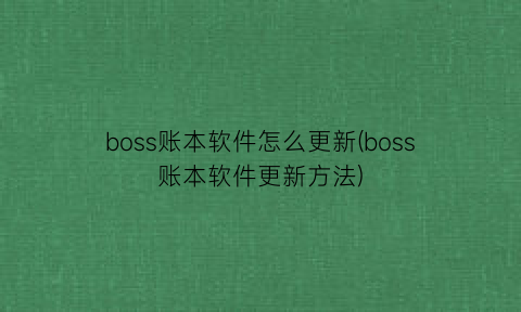 boss账本软件怎么更新(boss账本软件更新方法)