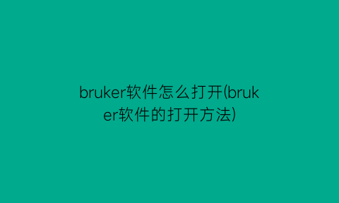 bruker软件怎么打开(bruker软件的打开方法)