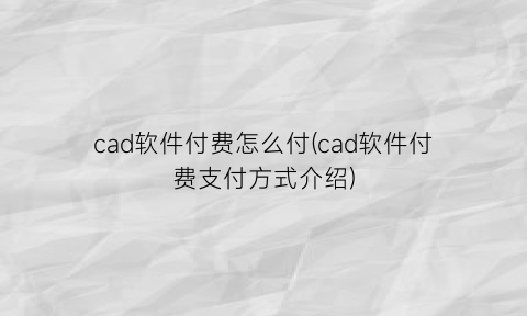 “cad软件付费怎么付(cad软件付费支付方式介绍)