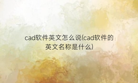 cad软件英文怎么说(cad软件的英文名称是什么)