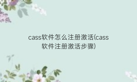 cass软件怎么注册激活(cass软件注册激活步骤)