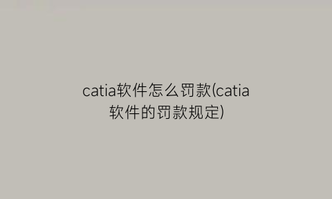 catia软件怎么罚款(catia软件的罚款规定)