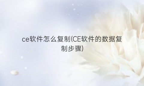 “ce软件怎么复制(CE软件的数据复制步骤)