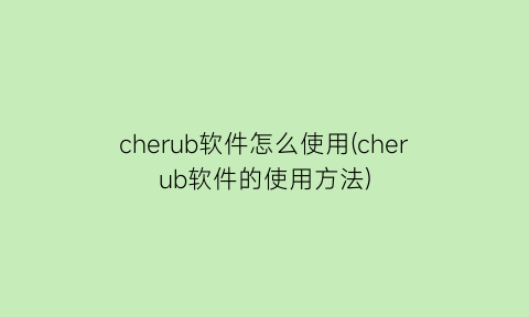 cherub软件怎么使用(cherub软件的使用方法)