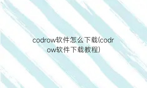 codrow软件怎么下载(codrow软件下载教程)