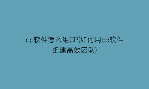 cp软件怎么组CP(如何用cp软件组建高效团队)