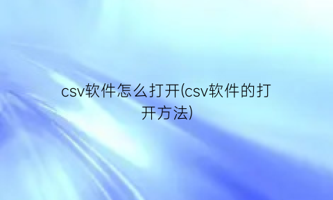 csv软件怎么打开(csv软件的打开方法)