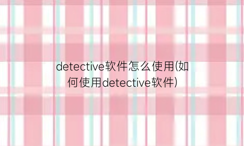 detective软件怎么使用(如何使用detective软件)