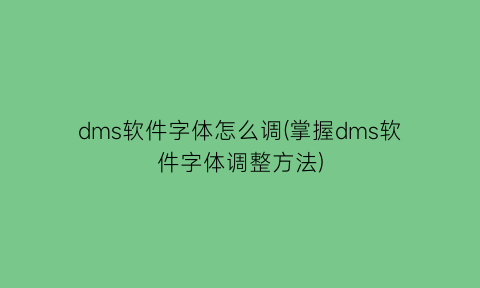 “dms软件字体怎么调(掌握dms软件字体调整方法)
