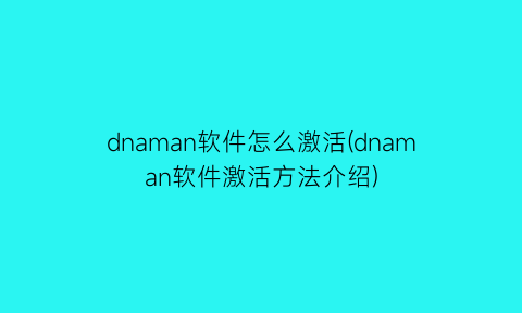 dnaman软件怎么激活(dnaman软件激活方法介绍)