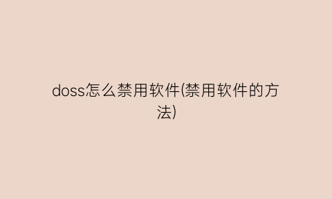 “doss怎么禁用软件(禁用软件的方法)
