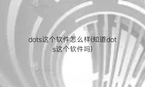 “dots这个软件怎么样(知道dots这个软件吗)