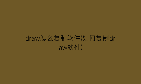 draw怎么复制软件(如何复制draw软件)