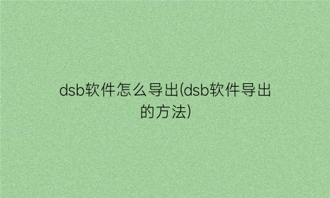 “dsb软件怎么导出(dsb软件导出的方法)