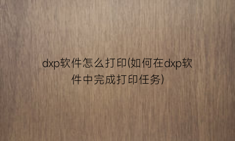 “dxp软件怎么打印(如何在dxp软件中完成打印任务)