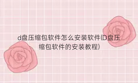 d盘压缩包软件怎么安装软件(D盘压缩包软件的安装教程)