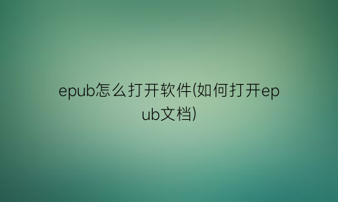 epub怎么打开软件(如何打开epub文档)