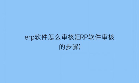 erp软件怎么审核(ERP软件审核的步骤)