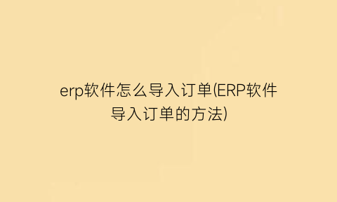 “erp软件怎么导入订单(ERP软件导入订单的方法)