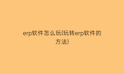 “erp软件怎么玩(玩转erp软件的方法)