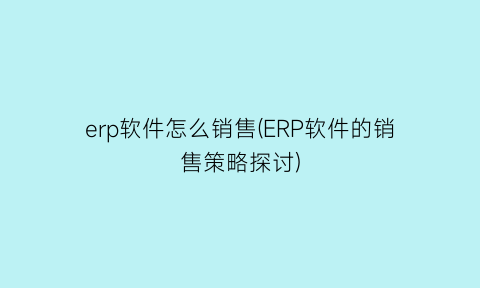 “erp软件怎么销售(ERP软件的销售策略探讨)