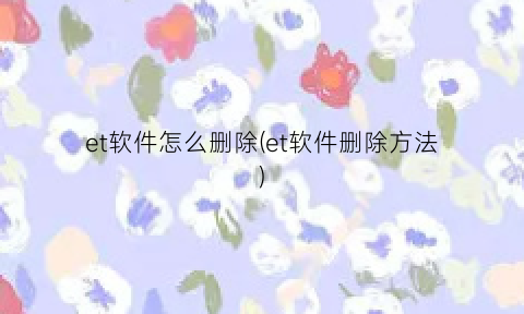 et软件怎么删除(et软件删除方法)