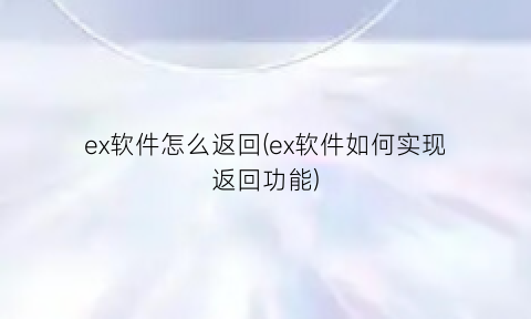 “ex软件怎么返回(ex软件如何实现返回功能)