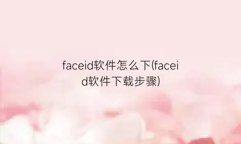“faceid软件怎么下(faceid软件下载步骤)