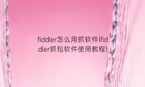 fiddler怎么用抓软件(fiddler抓包软件使用教程)