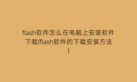 flash软件怎么在电脑上安装软件下载(flash软件的下载安装方法)