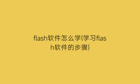 flash软件怎么学(学习flash软件的步骤)