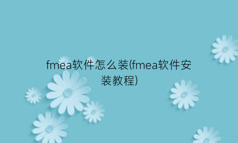 fmea软件怎么装(fmea软件安装教程)