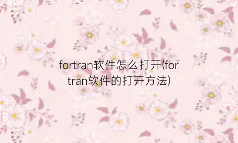 fortran软件怎么打开(fortran软件的打开方法)