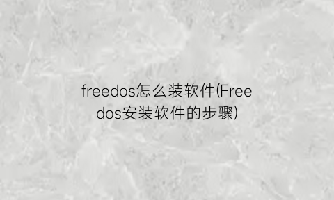 “freedos怎么装软件(Freedos安装软件的步骤)