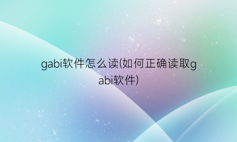 “gabi软件怎么读(如何正确读取gabi软件)