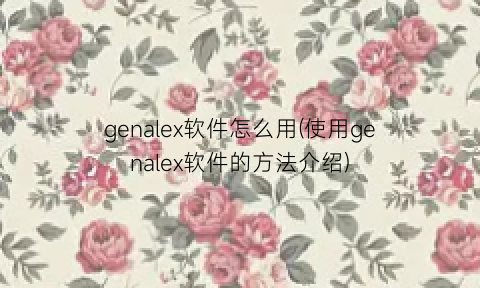 “genalex软件怎么用(使用genalex软件的方法介绍)