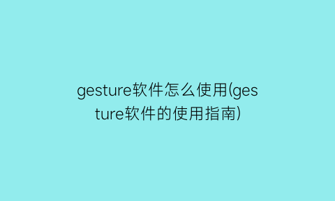 gesture软件怎么使用(gesture软件的使用指南)