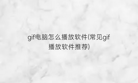 gif电脑怎么播放软件(常见gif播放软件推荐)