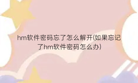 “hm软件密码忘了怎么解开(如果忘记了hm软件密码怎么办)