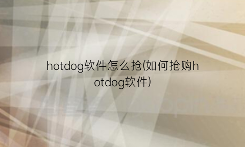 hotdog软件怎么抢(如何抢购hotdog软件)