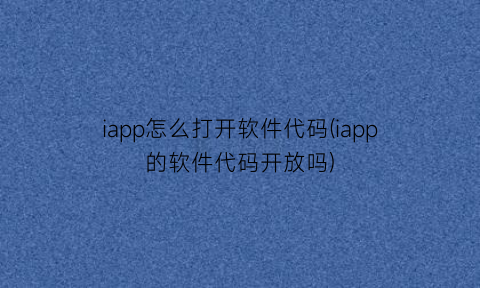iapp怎么打开软件代码(iapp的软件代码开放吗)