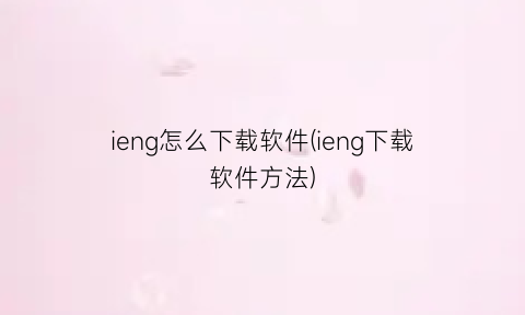 “ieng怎么下载软件(ieng下载软件方法)