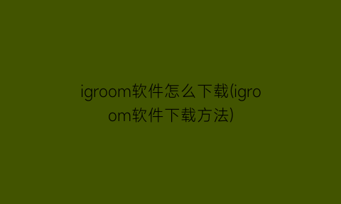 “igroom软件怎么下载(igroom软件下载方法)