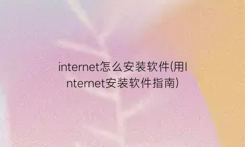 internet怎么安装软件(用Internet安装软件指南)