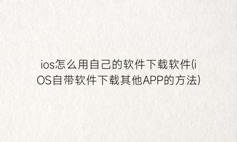 “ios怎么用自己的软件下载软件(iOS自带软件下载其他APP的方法)